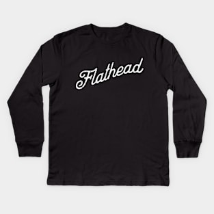 Flathead Hot Rod white print Kids Long Sleeve T-Shirt